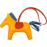 Hermès Jaune d'or Bleu Agate Cornalian Tricolor Leather Rodeo GM Pendant