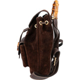 Gucci Brown Suede Small Bamboo Backpack