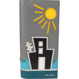 Prada Saffiano Leather Appliqué Sun & Ocean Vertical Long Wallet