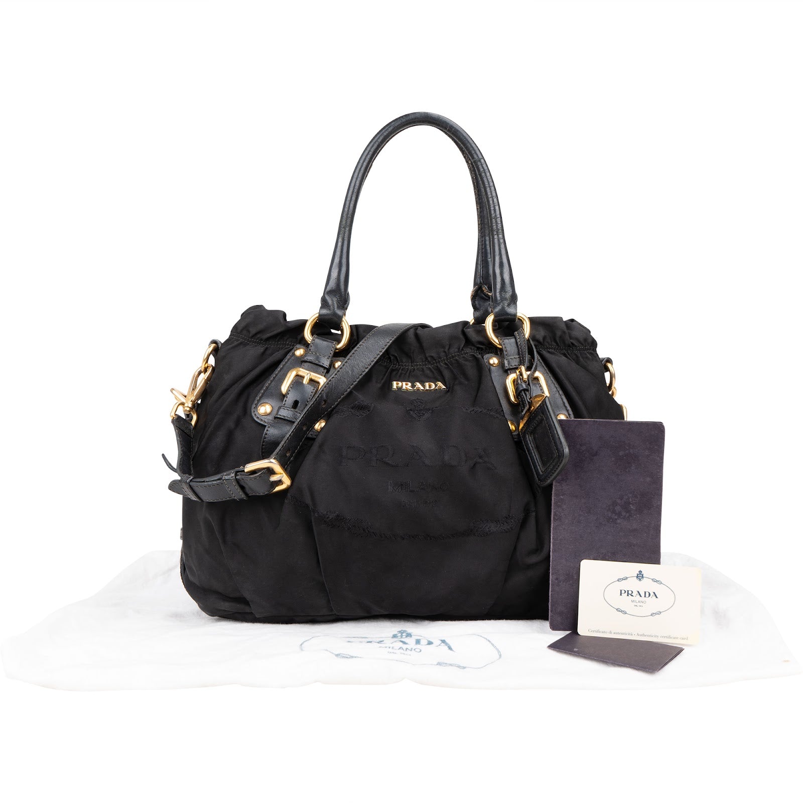 Prada Black Nylon Logo Handbag - vintageandkickz