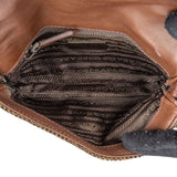 Prada Tweed Ricamo Visone Mini Flap Shoulder Bag