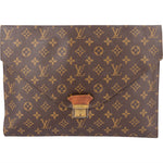 Louis Vuitton Monogram Canvas Plat Porte Documents Laptop Clutch - vintageandkickz