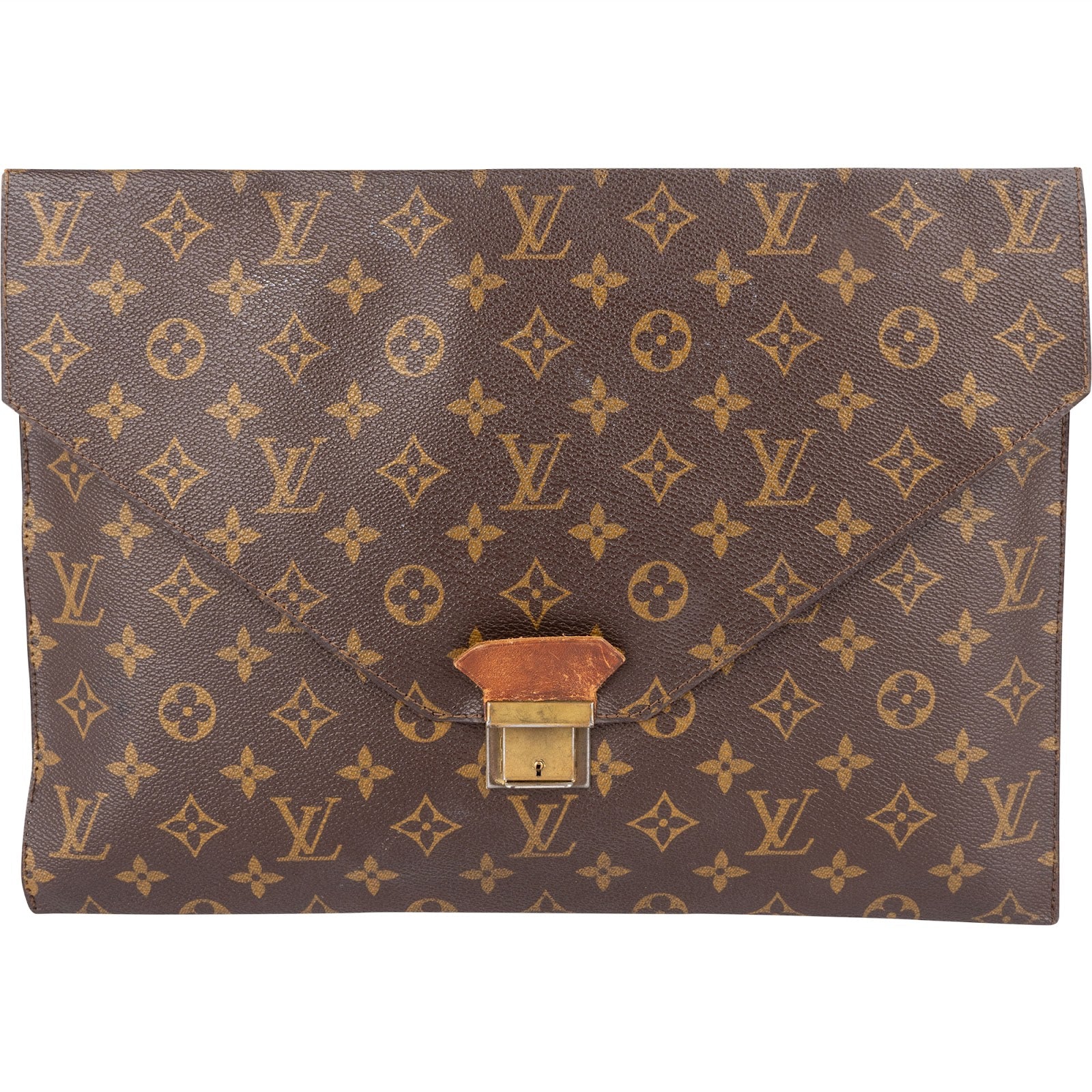 Louis Vuitton Monogram Canvas Plat Porte Documents Laptop Clutch - vintageandkickz
