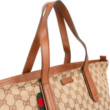 Gucci Monogram GG Canvas Web Detail Sherry Tote Shoulder Bag