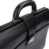 Ermenegildo Zegna Black Pebbled Leather Briefcase Handbag