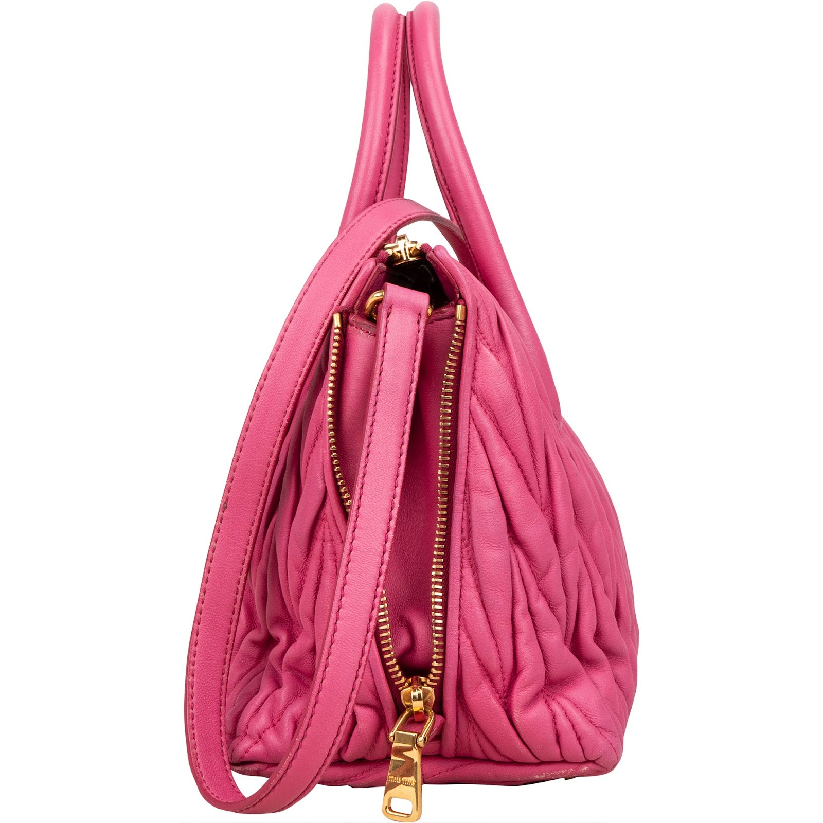 Miu Miu Pink Matelassé Nappa Leather Handbag - vintageandkickz