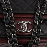 Chanel Quilted Lambskin Bicolor Jumbo Single Flap Shoulder Bag