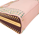 Prada Bicolor Saffiano Lux Leather Studded Crystal Promenade Handbag