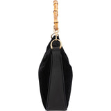 Gucci Suede Bamboo Handle Tote Handbag