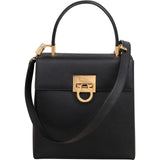 Salvatore Ferragamo Black Saffiano Leather Gancini Top Handle Handbag