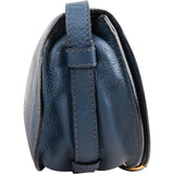 Chloé Blue Grained Calfskin Marcie Saddle Crossbody Bag