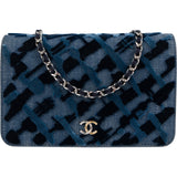 Chanel Denim Velvet Graffiti Wallet On Chain Crossbody Bag