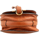 Chloé Brown Grained Calfskin Marcie Small Saddle Crossbody Bag