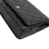Chanel Quilted Lambskin Palladium Wallet On Chain Crossbody Bag