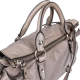 Miu Miu Grey Vitello Lux Bow Satchel Handbag