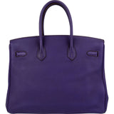 Hermès Iris Purple Taurillon Clemence Palladium Birkin 35 Handbag