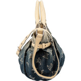 Celine Denim Ombre Monogram Croc-Embossed Leder Blason Pillow Crossbody Handbag