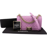 Chanel Quilted Caviar Leather Medium Boy  Single Flap Crossbody Bag
