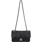 Chanel Quilted Caviar Leather Palladium Front Pocket Single Flap Shoulder Bag