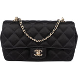 Chanel Quilted Satin Mini Rectangular Single Flap Crossbody Bag