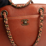 Chanel Grained Leather Vintage CC Tote Handbag