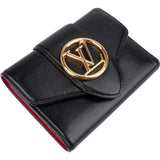 Louis Vuitton Noir Leather LV Circle Emblem Compact Wallet