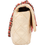 Chanel Quilted Bicolor Caviar Leather Single Flap Shoulder Bag