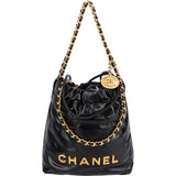 Chanel 22 Stitching Lambskin Small Drawstring Bag Handbag - vintageandkickz