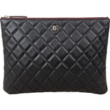 Chanel Black Quilted Lambskin CC Clutch