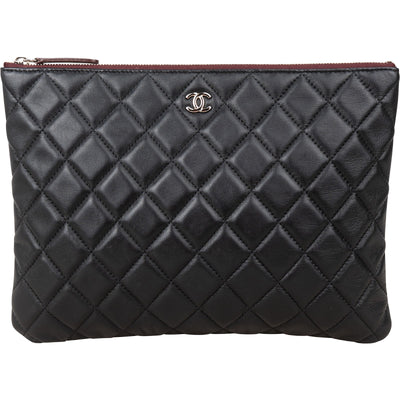 Chanel Black Quilted Lambskin CC Clutch