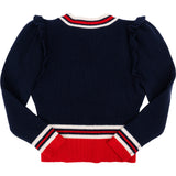 Gucci Multicolor Strick Ribbed Wool V-Neck Ruffles Sweater (S)