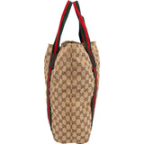 Gucci Monogram GG Canvas Web Large Tote Handbag