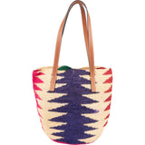 Loewe Ibiza Raffia Multicolor Zigzag Shell Tote Basket Shoulder Bag