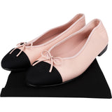 Chanel Pink Lambskin Fabric Cap Toe CC Ballerina Flats (41)