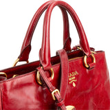 Prada Red Vitello Shine Leather Tote Handbag