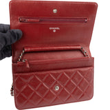 Chanel Quilted Caviar Leather Palladium Wallet On Chain Crossbody Bag