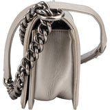 Chanel Metallic Chevron Caviar Leather Boy Single Flap Crossbody Bag