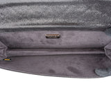 Chanel Glitter Quilted Suede Embelished CC East West Single Flap Clutch