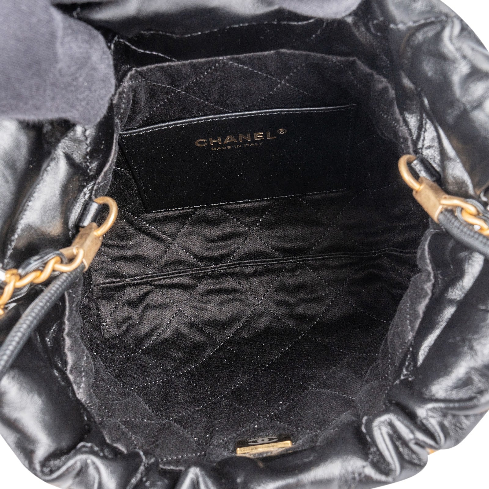 Chanel 22 Stitching Lambskin Small Drawstring Bag Handbag - vintageandkickz