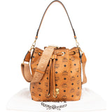 MCM Monogram Visetos Aren Drawstring Bucket Crossbody Shoulder Bag