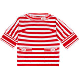 Chanel Red Striped Frottee Pocket Knit Baggy Sweater T-Shirt Top (XS)