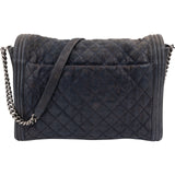 Chanel XXL Quilted Glittered Suede Boy Single Flap Maxi Crossbody Bag