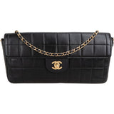 Chanel Quilted Lambskin 24K Gold Chocolate Bar Single Flap Shoulder Bag
