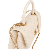 Chanel Quilted Caviar Leather Top Handle Single Flap Crossbody Handbag