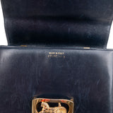 Celine Navy Boxcalf Leather Horse Carriage Triomphe Shoulder Bag