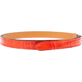 Hermes Orange Porosus Exotic Crocodile Leather Thin Belt (85)
