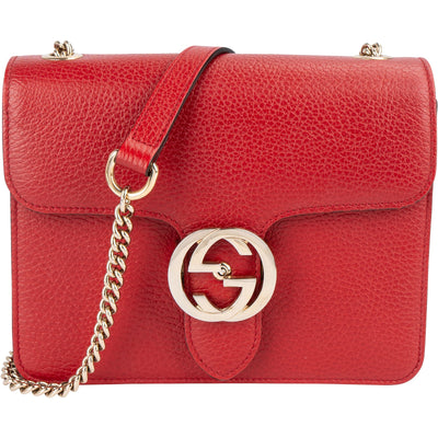 Gucci Grained Leather Interlocking G Crossbody Bag