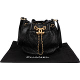 Chanel Pleated Calfskin Small Coco Pleats Drawstring Bucket Crossbody Bag