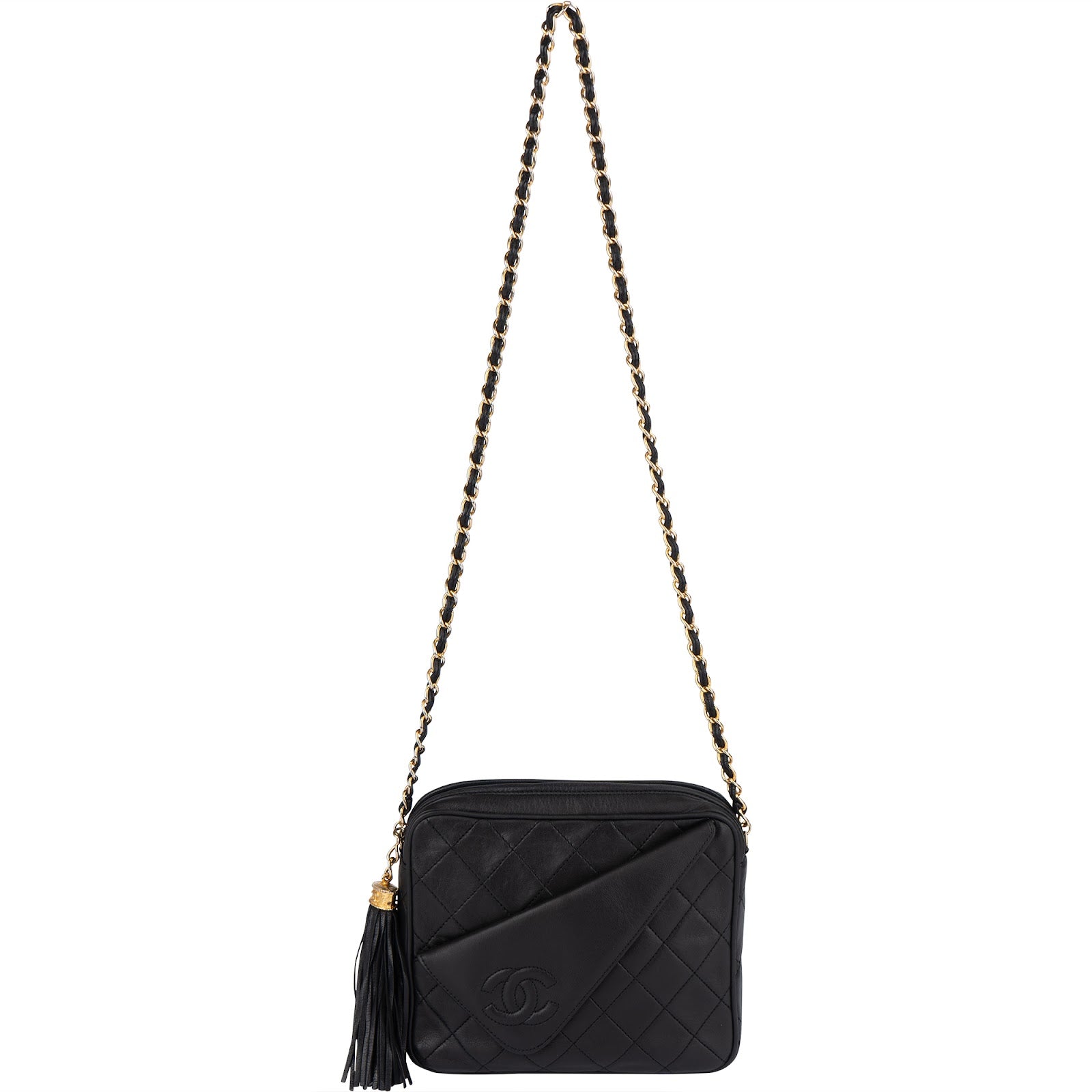[🔄️B23 / F14] Chanel Quilted Lambskin Vintage Tassel Camera Crossbody Bag - vintageandkickz