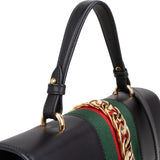 Gucci Black Leather Sylvie Large Top Handle Handbag